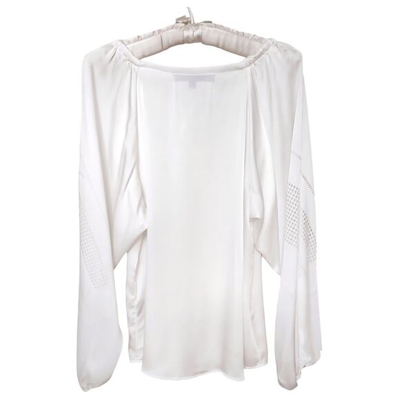 LOVE STITCH White Peasant Blouse Size S Boho Hippie South Western Simple Clean - Picture 4 of 10